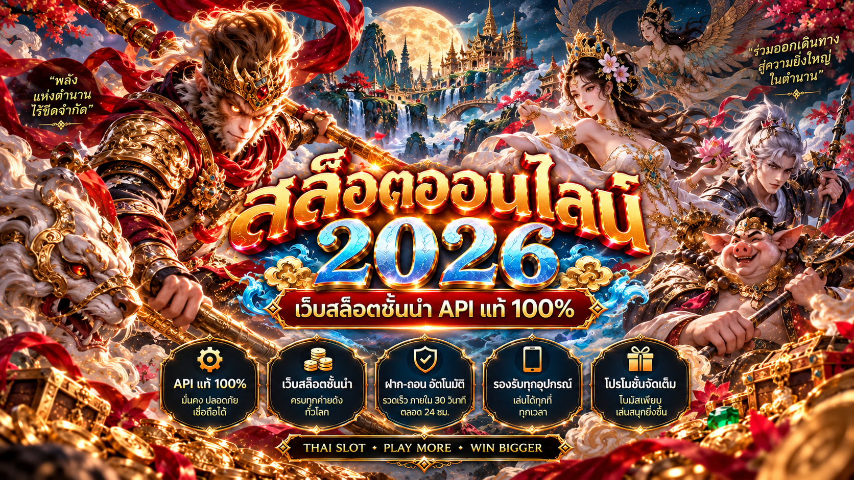 หน้าจอเกมสล็อตสมมติสำหรับอธิบายสัญลักษณ์และกติกา